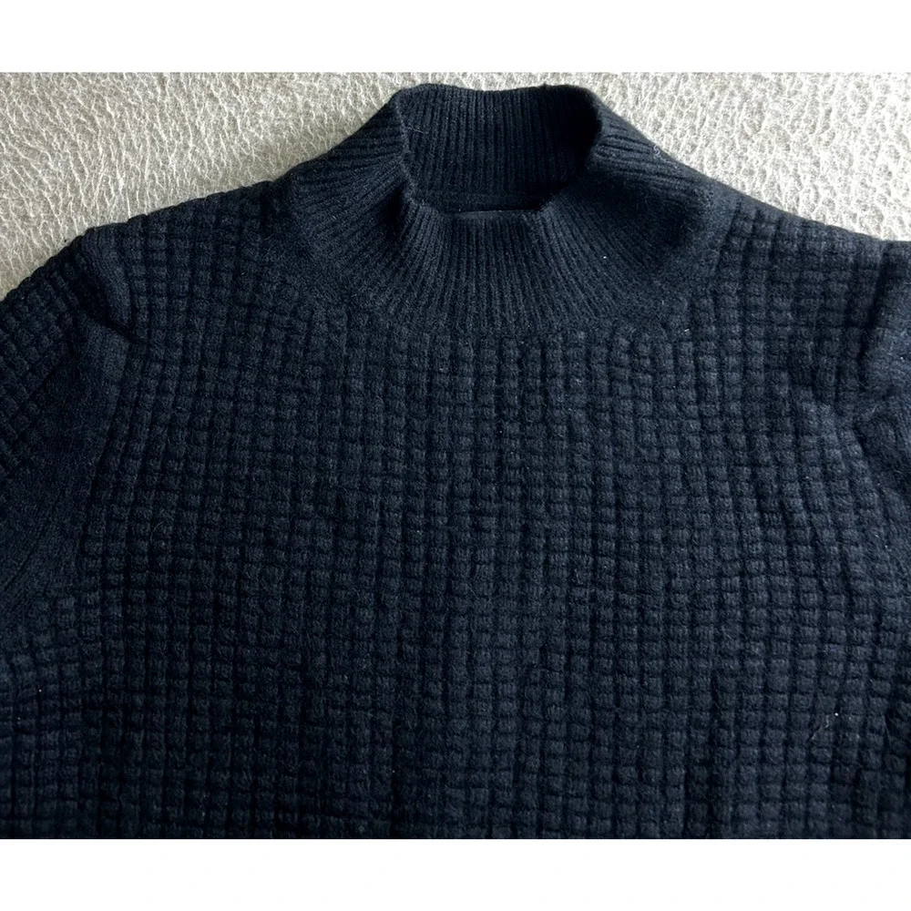 Women's Banana Republic Black Pullover Sweater Sz S Square Textured Cotton Blend